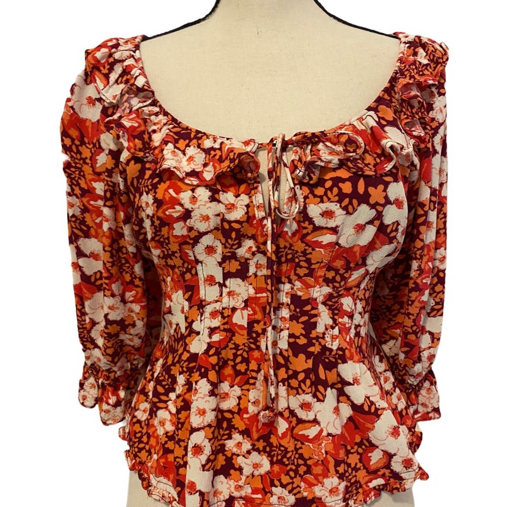 Free People Sweet Memories Blouse in Pink Print - Picture 3 of 6